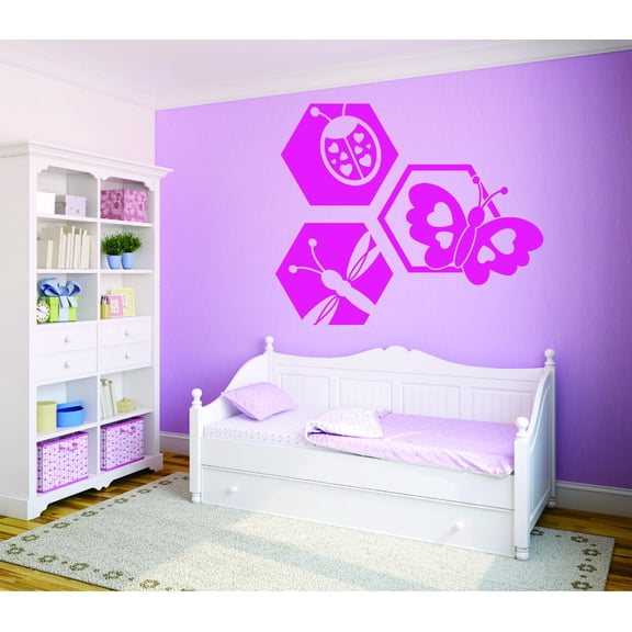 Wall Design Pieces Ladybug Butterfly Dragonfly Design Baby Girl Teen Design 16x24 Inches