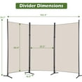 thumbnail image 7 of Dkelincs 3 Panel Room Divider Folding Privacy Screen Portable Freestanding Partition Room for Home & Office, Beige, 7 of 7