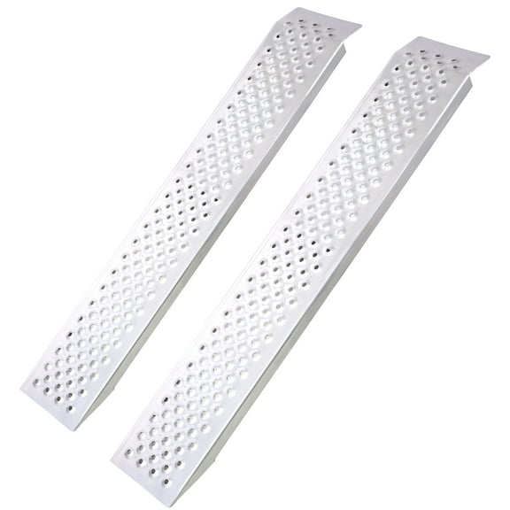 Olurrisa 4FT Aluminum Shed Ramps 2PC, Outdoor Loading Ramps for Shed Curb Steps Stairs, Golf Cart Ramps, Four Wheeler Ramps for Hand Truck, Bicycle, Motorcycle, Riding Mower, 880 Lbs Capacity