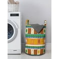 thumbnail image 3 of Tribal Laundry Bag, Native Hand Drawn and Earth Color Toning Tribal Motifs, Hamper Basket with Handles Drawstring Closure for Laundromats, 13" x 19", Multicolor, by Ambesonne, 3 of 4