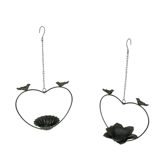 Things2Die4 Rustic Metal Bird Hanging Planter Succulent Flower Basket (Set of 2)