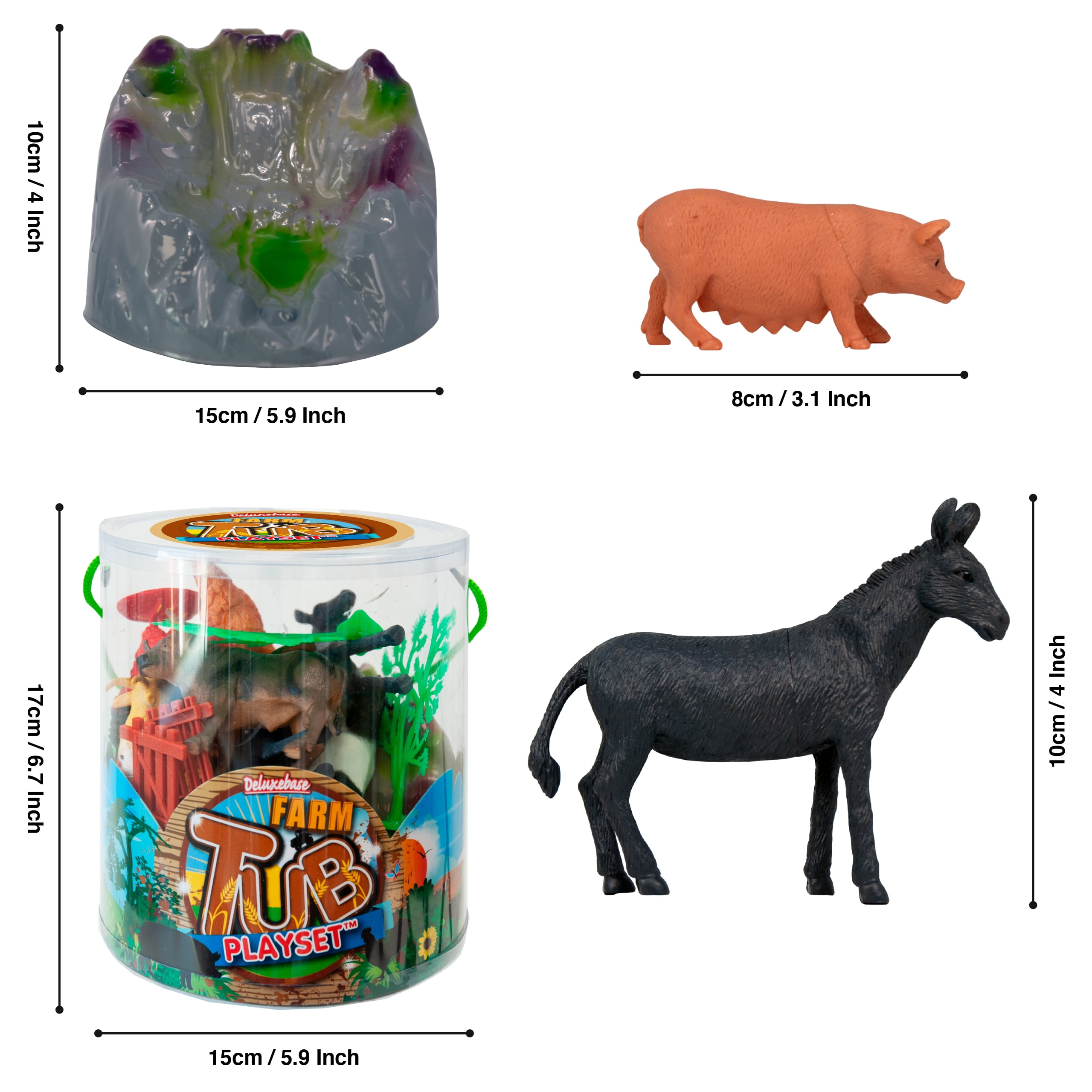 Deluxebase Jumbo Playset – Animaux De La Ferme Grand Format (9 Figurines) Avec Tapis De Jeu – Cadeau Pour Enfants