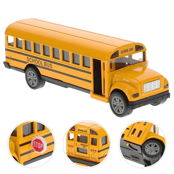 BESTSKY Orange Pull Back School Bus Toy Made of Alloy and Plastic for Kids to Play Lightweight and Portable 1 Piece