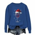 thumbnail image 3 of YOIAVAIOY Chandail de Noël pour Femmes Surdimensionné avec Verre de Vin Graphique en Molleton Manches Longues Col Rond chandail Mode Tendance, 3 of 4