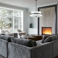 thumbnail image 4 of Claxy 4-Light Black Pendant Light with Drum Fabric Shade for Dining Room, 4 of 6