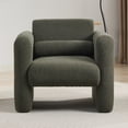 thumbnail image 3 of Euroco Modern Accent Chair Lambskin Sherpa Fabric Upholstered Comfy Reading Arm Chair Soft Padded Armchair with Back and Pillow,Seaweed Green, 3 of 9