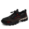 thumbnail image 3 of Men's Gray Black Contrast Mesh Hiking Sneakers, Rugged Thick Sole Anti Slip Outdoor Trekking Shoes, 3 of 9