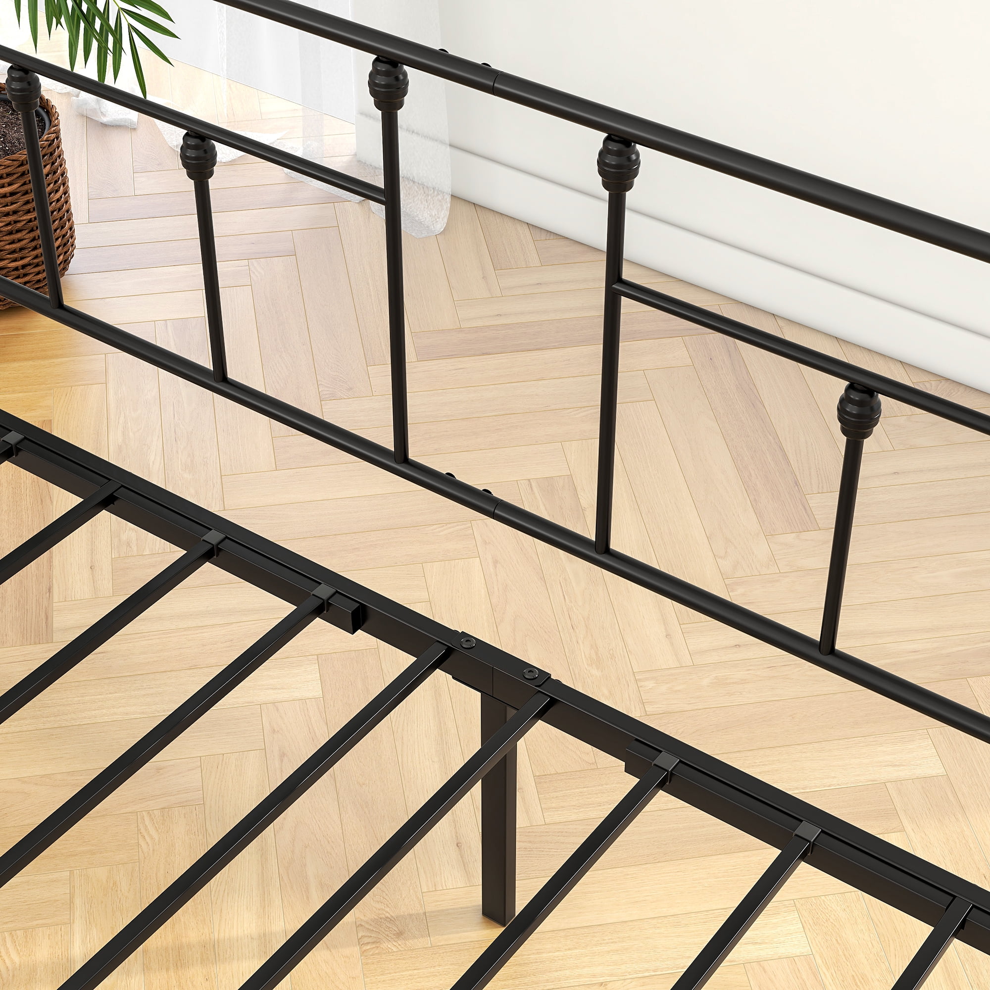 MAYEERTY Twin Size Black Victorian Style Metal Daybed with Trundle: Versatile Sofa Bed for Guest Room, Bedroom & Living Room​