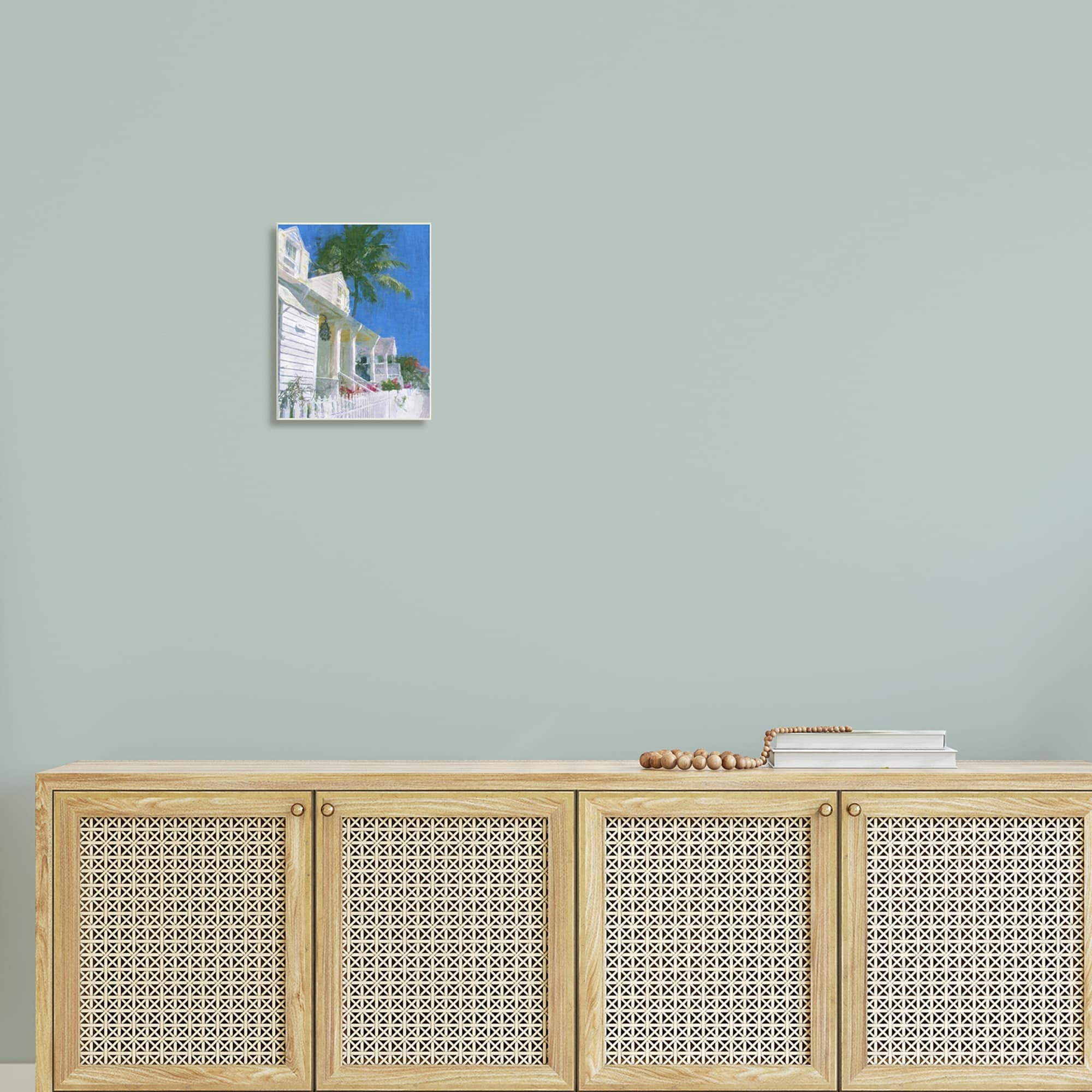 Stupell Industries Palm Tree Looming White Summer Villa Cottage Painting Unframed Art Print Wall Art, Design by Noah Bay