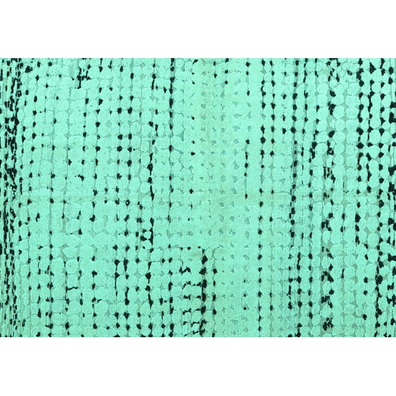 Ahgly Company Machine Washable Indoor Rectangle Solid Turquoise Blue Modern Area Rugs, 2' x 4'