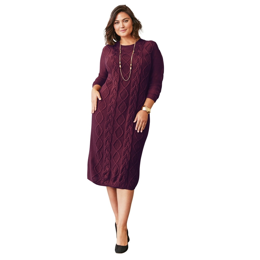 Jessica London Jessica London Women's Plus Size Cable Sweater Dress