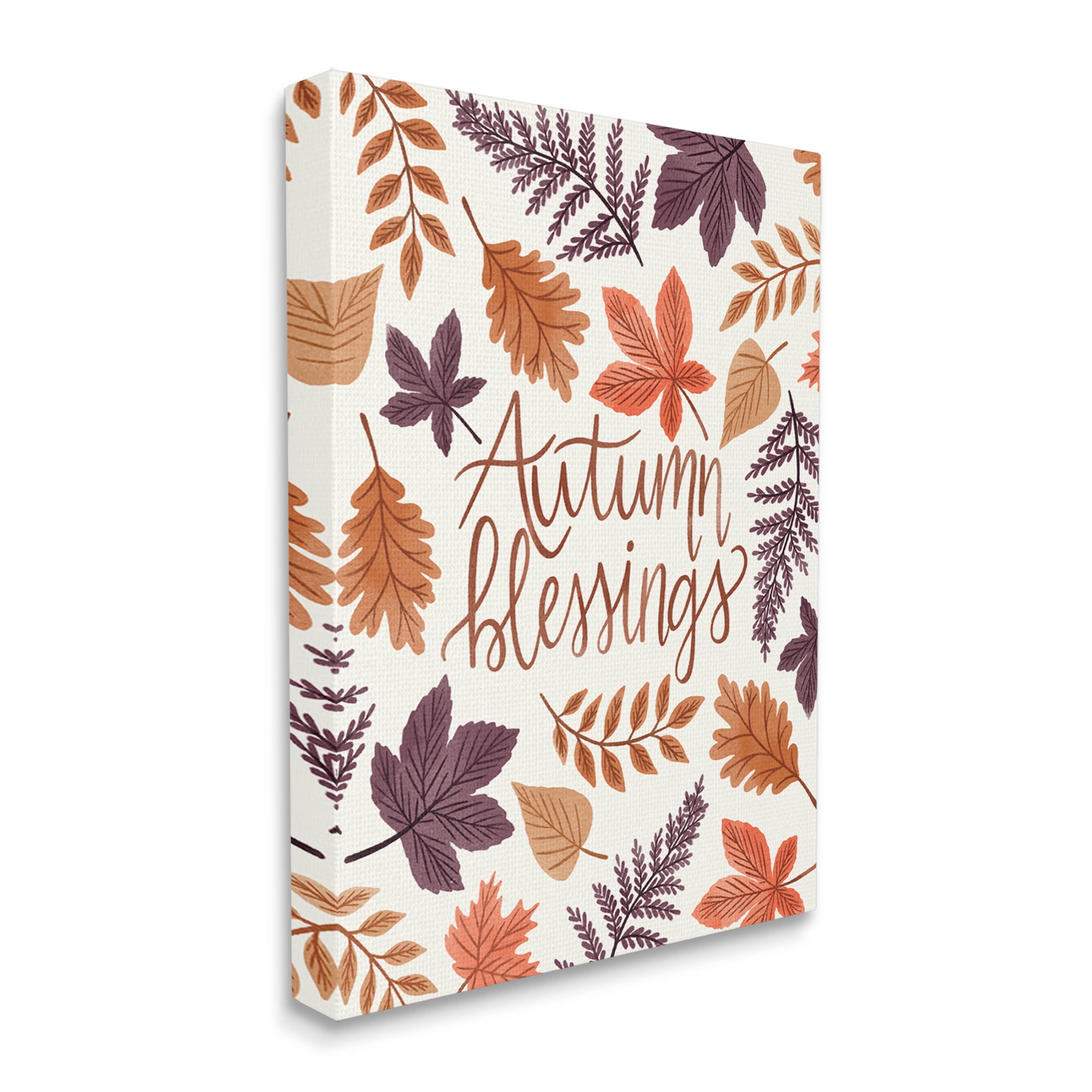 Autumn Blessings Fern Leaves Nature Holiday Graphic Art Gallery Wrapped Canvas Print Wall Art