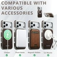 thumbnail image 3 of ELEHOLD Case for iPhone 17 Pro Max, Leather Shockproof Case with 360° Rotating Ring Stand, Magnetic Accessory Compatible,Brown, 3 of 11