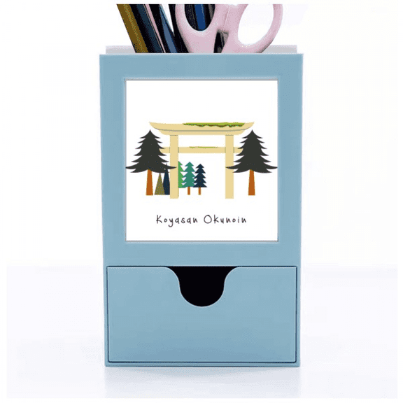 Local Japanese Koyasan Okunoin Desk Supplies Organizer Pen Holder Card