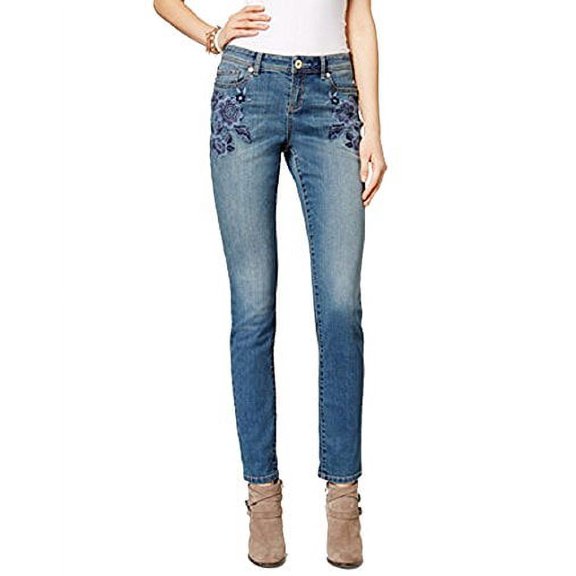 INC International Concepts Embroidered Sail Wash Skinny Jeans (Indigo, 0)