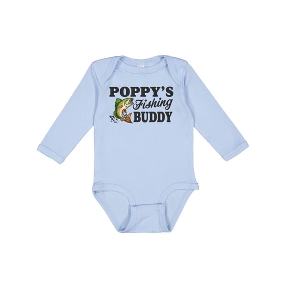 Inktastic Poppy's Fishing Buddy Boys Long Sleeve Baby Bodysuit