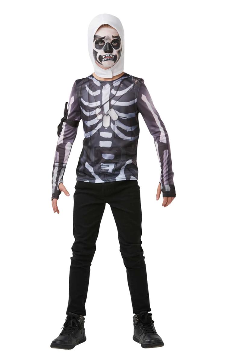 Fortnite Skull Trooper Teen Costume Top Hood Walmart Com Walmart Com