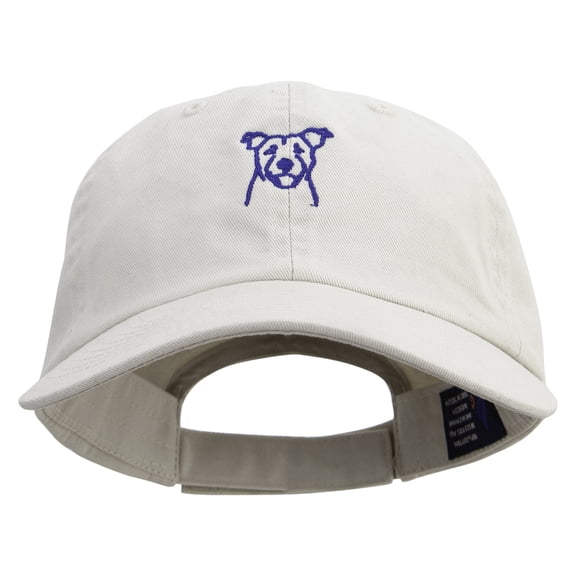 Happy Dog Face Embroidered Low Profile Dyed Cotton Twill Cap - Putty OSFM
