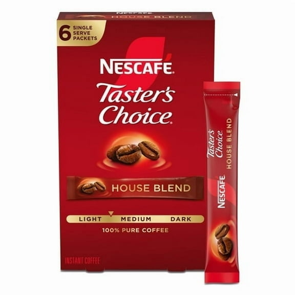 NESCAFÉ Taster's Choice House Blend, Light Medium Roast Instant Coffee, 1 Box, 6 Packets(Pack of 2)