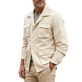 thumbnail image 2 of Utility Jacket Men Lapel Collar Button Multi Pockets Single Breasted Vintage Cargo Coat Spring Fall Casual Outdoor Outerwear, 2 of 9