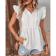 thumbnail image 4 of Blusas de Punto de Verano para Mujer 2025, con Cuello Redondo Calado, Lindas Blusas de Corta con Volantes para Mujer. L, 4 of 10