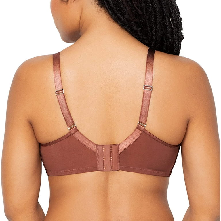 Curvy Couture Women's Solid Sheer Mesh Full Coverage Unlined Underwire Bra  Chocolate 46H
