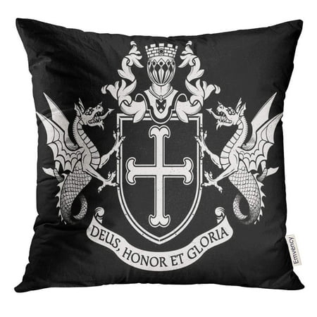 Ornate Crown Settings - USART Family Heraldic in Vintage Style with Shield Crown Wyvern and Knight Helmet Ornate Pillow Case 16x16 Inches Pillowcase