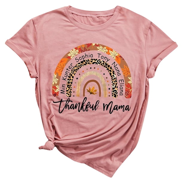 Camiseta holgada de manga larga con cuello redondo y estampado de Día de Acción de Gracias informal a la moda para mujer Pompotops hfajkhk124100