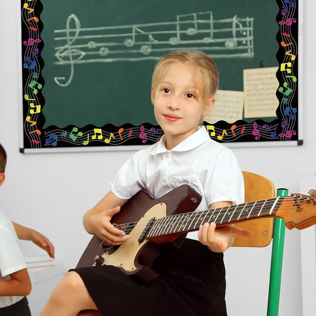 UPOUART Bordes Para Tablón De Anuncios Con Notas Musicales Adhesivas En Negro Para De Aulas