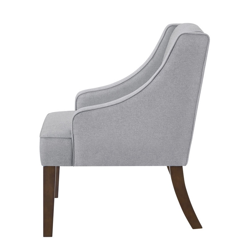 Mid Century Modern Accent Chair, Upholstered Fabric Armchair with Solid Wood Legs, Comfy Lounge Reading Chair for Living Room, Bedroom, Office, Gray