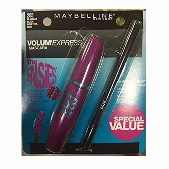 Maybelline Volum' Express Mega Plush Mascara, 255, Blackest Black, Eyeliner