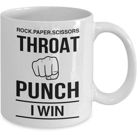 

Rock Paper Scissors Throat Punch I Win Mug 11 oz Ceramic White Coffee Mugs Funny Hilarious Coffee Tea Cups Perfect Adult Games Presents New Year Gifts