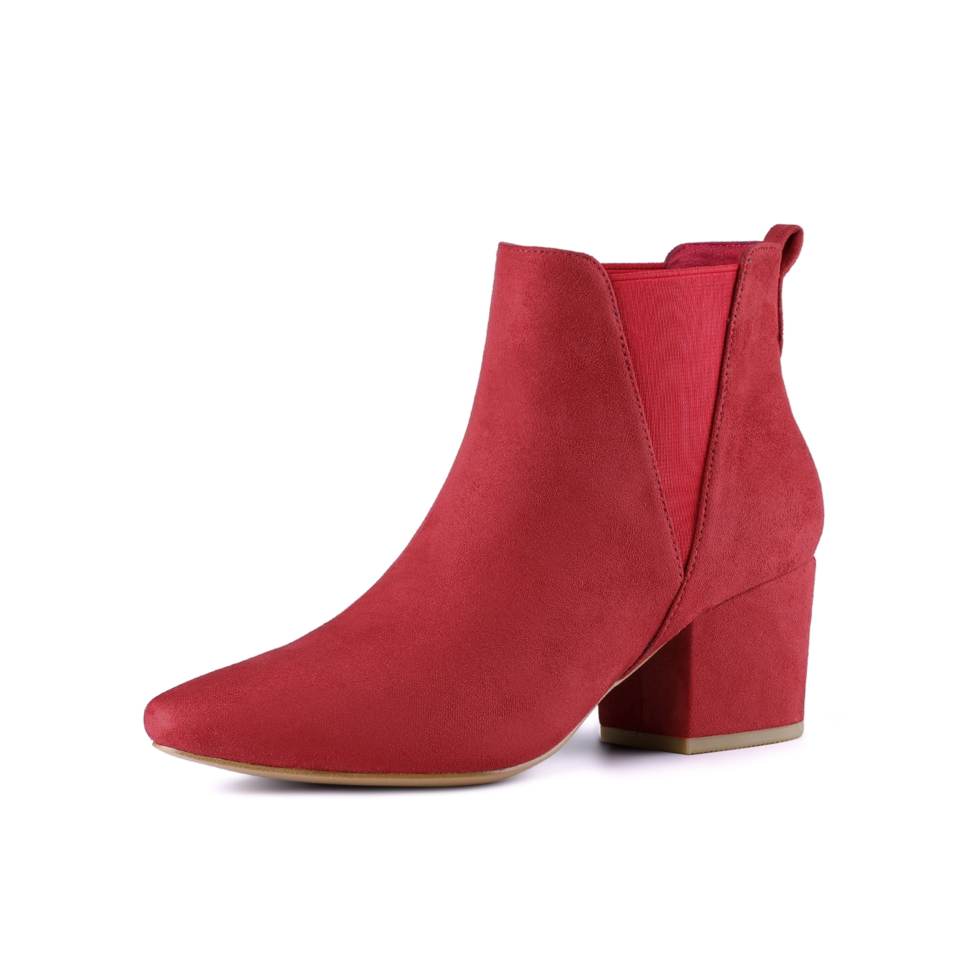 Bottines En Daim Pour Femme - Couleur Unie - Bout Carré