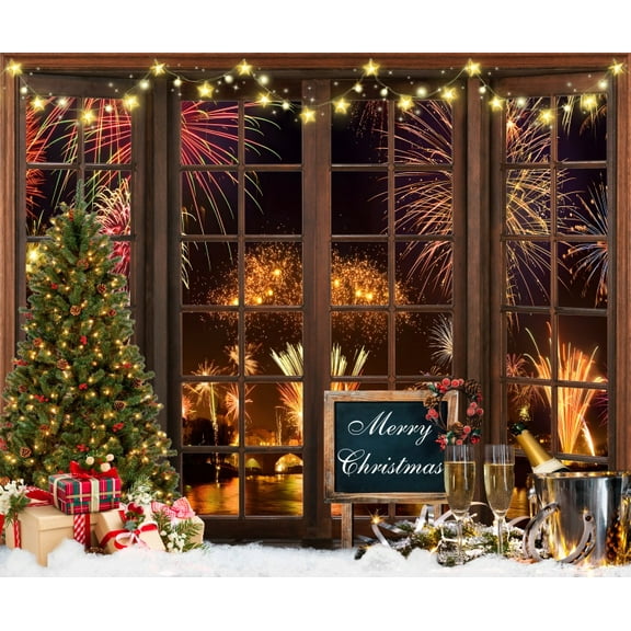 SUNOLIFE Merry Christmas Backdrop Banner New Year Photo Background Banner 5x3ft