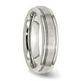 thumbnail image 2 of Auriga Fine Jewelry Stainless Steel Polished with Satin Center 6 mm Grooved Edge Band for Women Size 11, 2 of 6