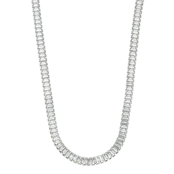 Believe by Brilliance Fine Silver Plated and Genuine CZ Choker Necklace, Female, 1 Piece