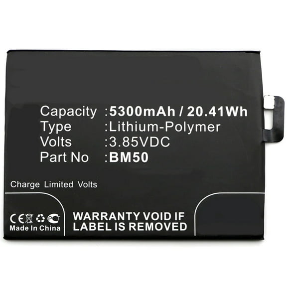 Batteries N Accessories BNA-WB-P8338 Cell Phone Battery - Li-Pol, 3.85V, 5300mAh, Ultra High Capacity Battery - Replacement for Xiaomi BM50 Battery