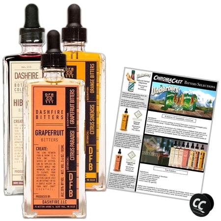 Dashfire Bitters for the Perfect Martini Cocktail, 3pk- Orange, Grapefuit, and Hibiscus, 100ml./btls.