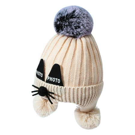 

Heiheiup Winter Warm Knitted Baby Hats For Girls Kid Toddler Boys Cap With Fleece Snow Hats Men Big