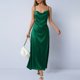 thumbnail image 5 of Maxi Vestido Formal para las Mujeres Satín Cuello de Vaca Correa de Espagueti Color Sólido Elegante Vestido Ajustado, Vestido de Noche de Poliéster Suave, 5 of 8