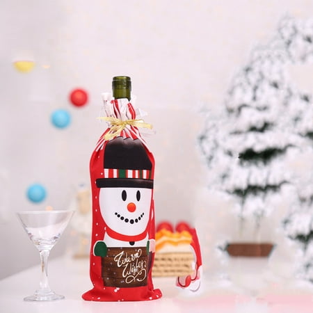 

Big holiday Deals! Dqueduo Creative New Christmas Decoration Festival Supplies Print Wine Bottle Bag Red Wine Champagne Wine Bottle Bag Cartoon Wine Bag Santa Claus Snowman Decoration Gifts for Less