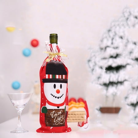 

Big holiday Deals! Dqueduo Creative New Christmas Decoration Festival Supplies Print Wine Bottle Bag Red Wine Champagne Wine Bottle Bag Cartoon Wine Bag Santa Claus Snowman Decoration Gifts for Less