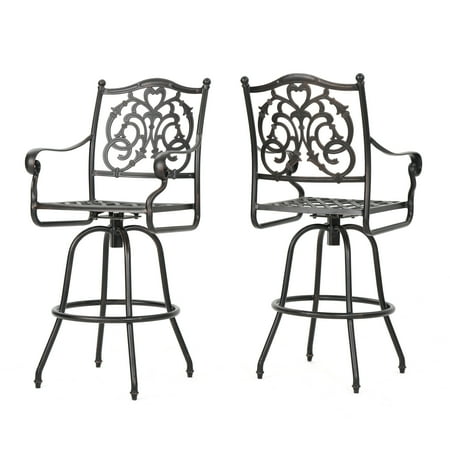 Denise Austin Home Ridley Cast Aluminum Outdoor 29" Bar Stool (Set of 2)