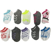 Fila Kids Girls 10-Pack Half Cushion No Show Socks with Hair Ties (Lurex - White, Girls Medium (Shoe size 10-4))
