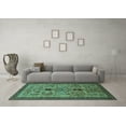 thumbnail image 3 of Ahgly Company Machine Washable Indoor Rectangle Oriental Turquoise Blue Industrial Area Rugs, 7' x 10', 3 of 4