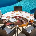 thumbnail image 6 of Thanksgiving Turkey Round Tablecloth, Fitted Table Cover with Elastic for 36"-44" Round Tables, Fall Leaves Autumn Pumpkin Country Rustic Table Cloth Outdoor Dinning Party Waterproof Tablecloths, 6 of 7
