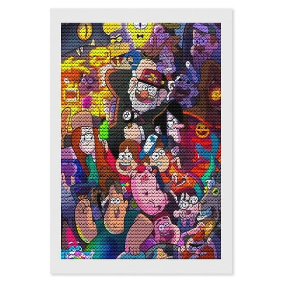 Gravity Fall Diamond Art Kits for Adults Cartoon 5D DIY Diamond Art Kits Full Round Drill Crystal Arts and Crafts Anime Gem Art Painting Kit for Home Wall Decor 8"×12"