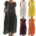 thumbnail image 6 of UPPADA Summer Dresses for Women Maxi, Womens Summer Short Sleeve Dresses Solid Crewneck Casual Long Dress with Pockets, 6 of 6