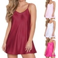 thumbnail image 2 of Fengactive Nightgowns for Women Sleepwear V Neck Solid Nighty Chemise Dress, 2 of 9