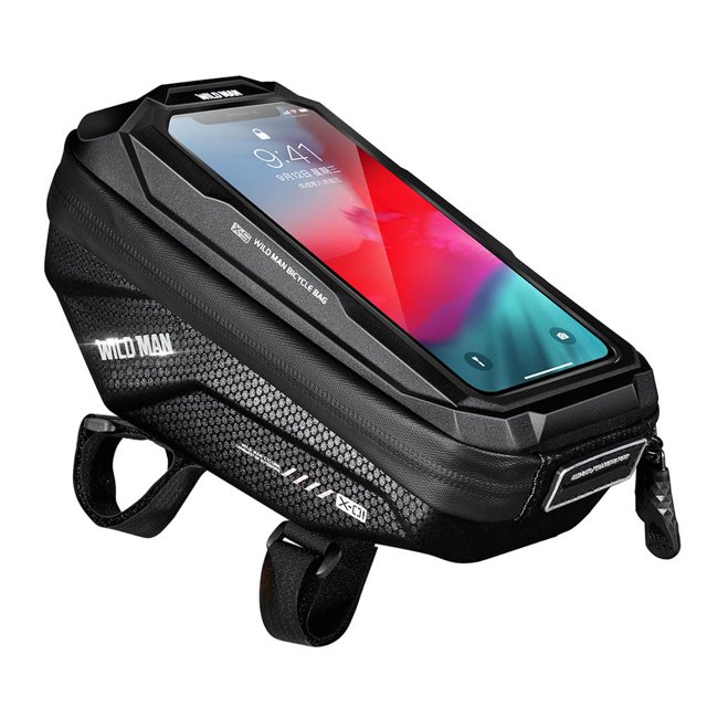 WILD MAN - Bolsa impermeable para pantalla táctil de bicicleta (negro)